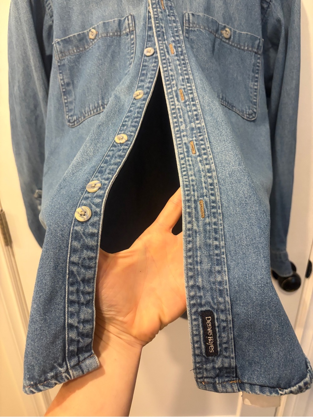 Women’s vintage Denver Hayes Blue Denim button down Shirt - Picture 3 of 14